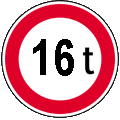 Zeichen 262, Gesperrt für Fahrzeuge mit einem tatsächlichen Gewicht von über 16 t